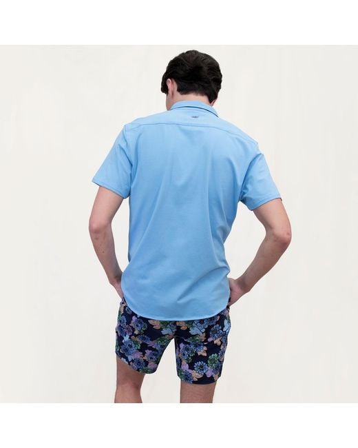 Lords of Harlech Blue John Snap Floral Flat Front Short for men