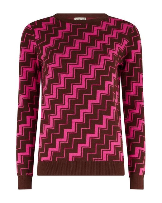 Sugarhill Red Rowena Sweater Berry Diagonal Stripe