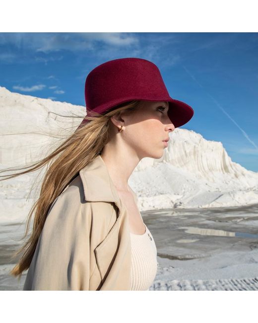 DORIA 1905 Red Bordeaux Wool Felt Rolling Cloche
