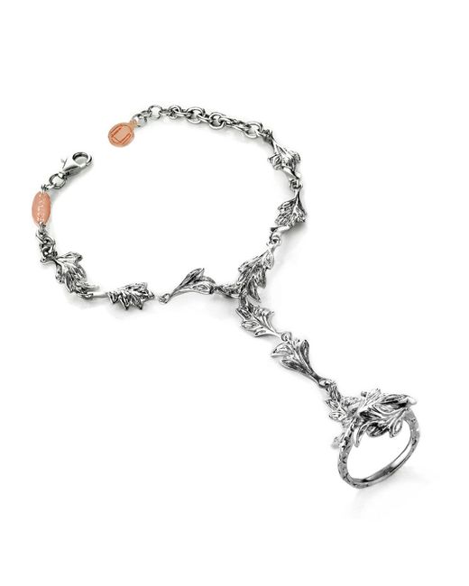 Unaloe Metallic Santafè Leaf Hand Harness Bracelet For – Statement Hand Chain Jewelry, Elegant Fashion Hand Bracelet