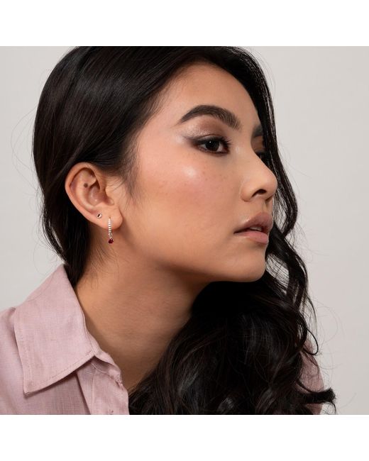 Dower & Hall Metallic Garnet Charm On Large Dotty Orissa Hoops