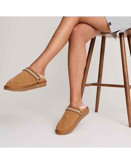 Pretty You London Brown Neutrals Hallie Sheepskin Multiway Slippers
