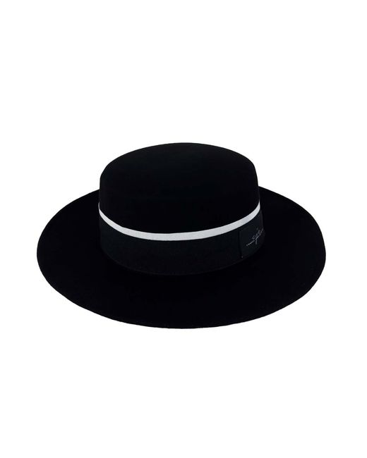 Chanel Joan Elkayam Black Handmade & Wool Wide Brim Boater Hat