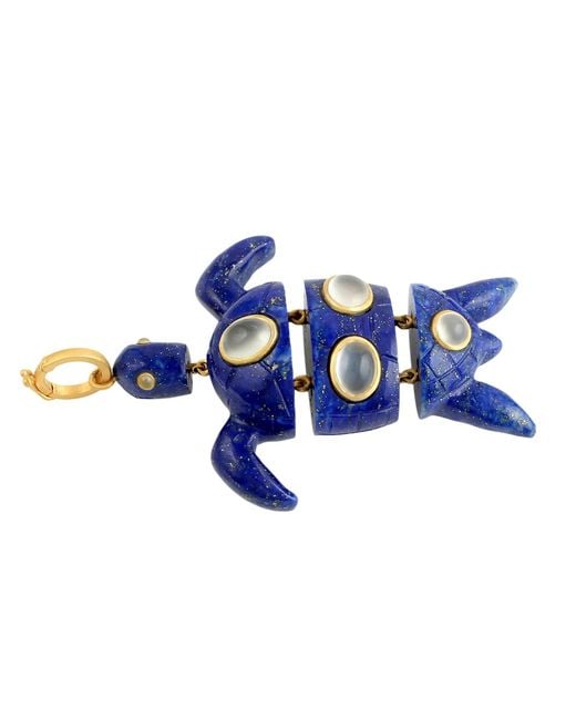 Artisan Blue 14K Lapis & Moonstone Turtle Pendant
