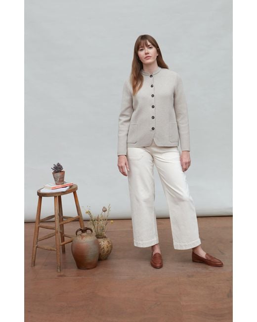 Paul James Knitwear Brown Neutrals Midweight Cotton Indore Knitted Nehru Jacket