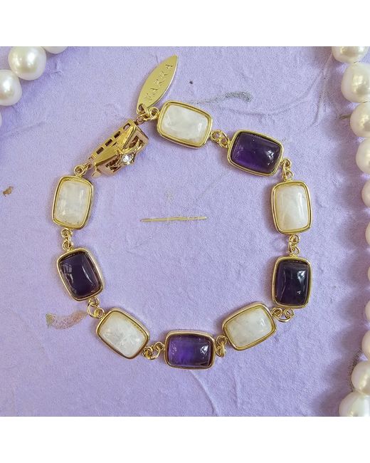 Farra Multicolor Amethyst And Moonstone Box Clasp Bracelet