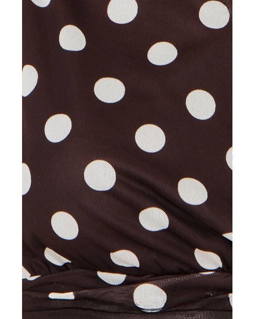 Yumi' Black Polka Dot Mesh Wrap Skater Dress With Pockets