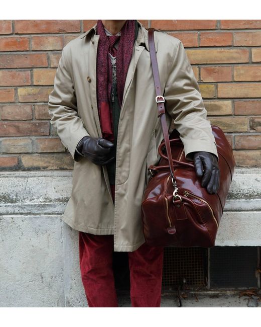 Time Resistance Brown Leather Duffel Bag for men