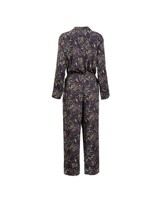 Fable England Gray Viscose Wolf Garden Print Pyjama Set