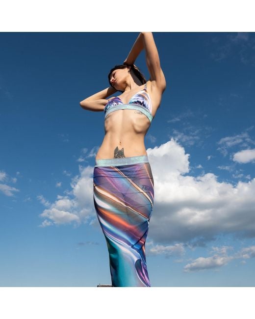 Noblesse Oblige Blue Pride Holographic Mesh Skirt
