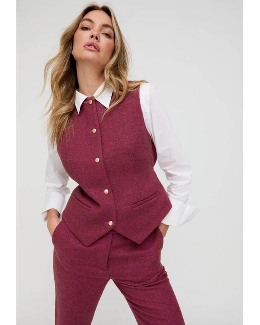 Lily and Lionel Purple Pandora Tailored Herringbone Print Waistcoat