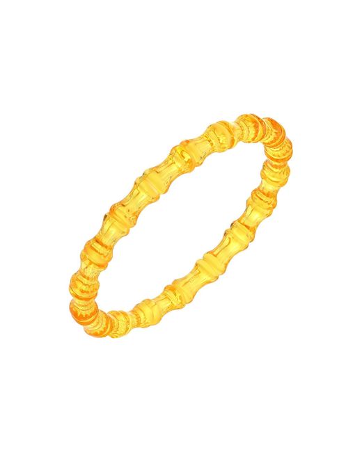 Gold & Honey Yellow Bamboo Lucite Slip On Bangle Bracelet