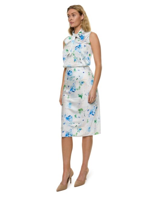 Carloslines Blue Bias Satin Skirt