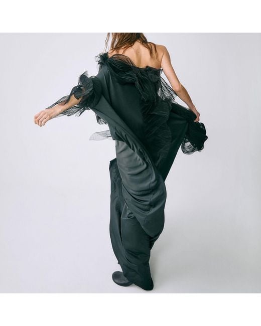 Miro Misljen Black Ethereal Drape Gown