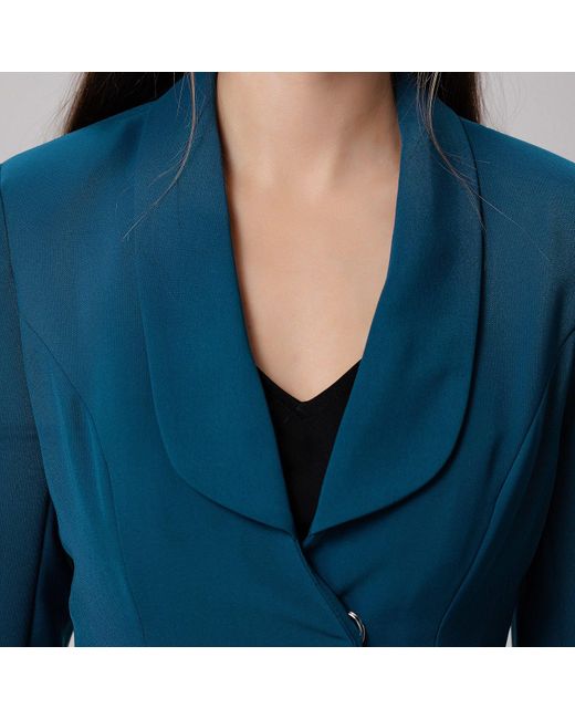 Smart and Joy Blue Long Tailor Knot On Waist Blazer