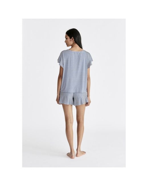 Paisie Blue Frill Pyjama T-Shirt And Shorts