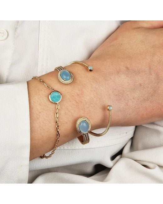 Harfi Blue Vermeil Plated Round Amazonite Bracelet