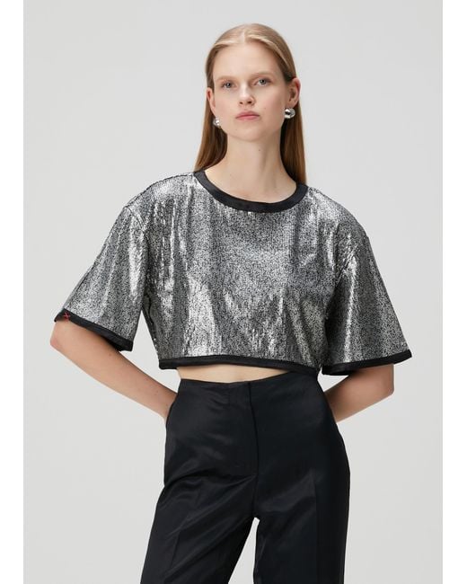 Pcfg Gray Sequin Top