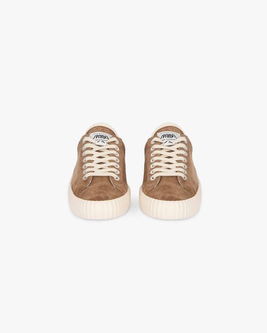 Springa | Unique Vulcanized Sneakers Italian Handmade Brown Wavy Suede Taupe Stitching Logo Sneakers for men