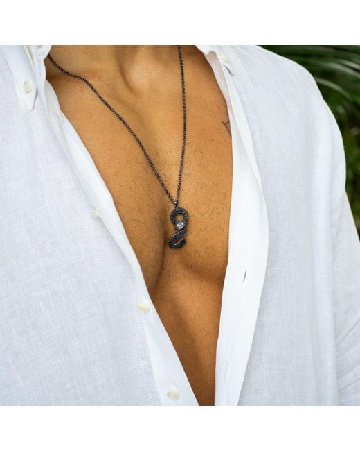 Ebru Jewelry Metallic Serpent Guardian Sterling Necklace for men