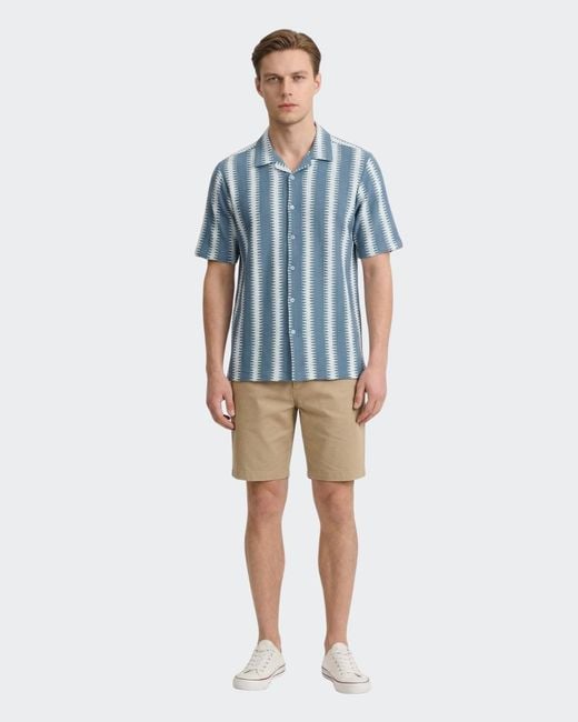 Vustra Blue Coastal Breeze Zigzag Stripe Shirt for men