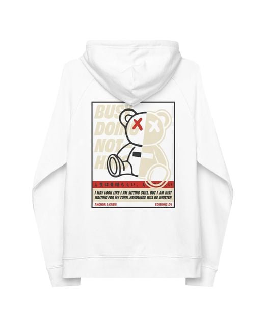 Anchor and Crew White Four Busy Doing Nothing Editions Organic Cotton Hoodie for men