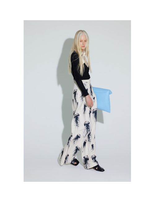 Julia Allert White Neutrals Ivory Jellyfish Print Tailored Pants – Capsule Edition