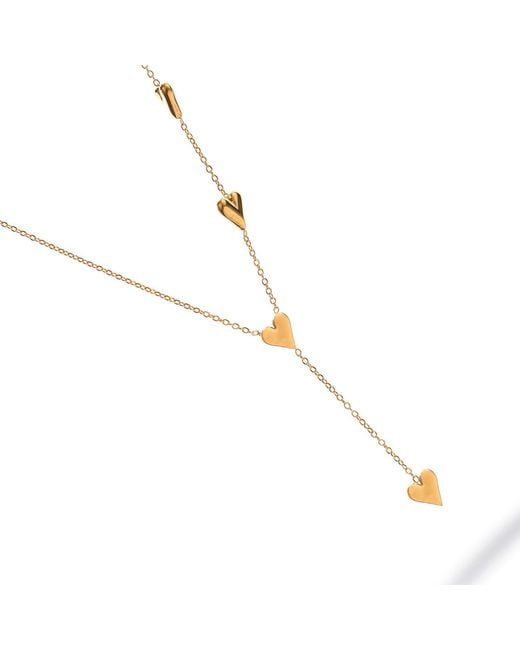 Ebru Jewelry Metallic Golden Heart Y Necklace