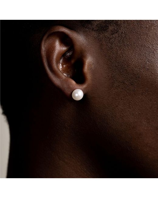 Dower & Hall White Single Freshwater Luna Pearl Stud for men