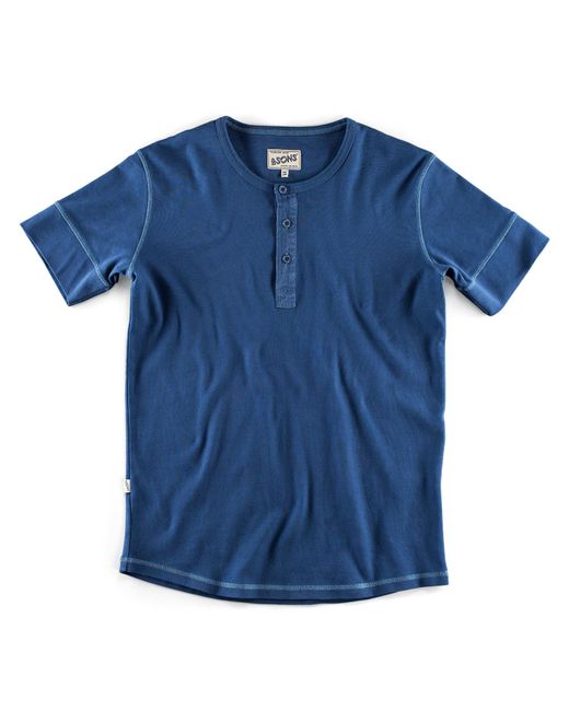 &SONS Trading Co Blue The New Elder Henley Short Sleeve Shirt Indigo for men