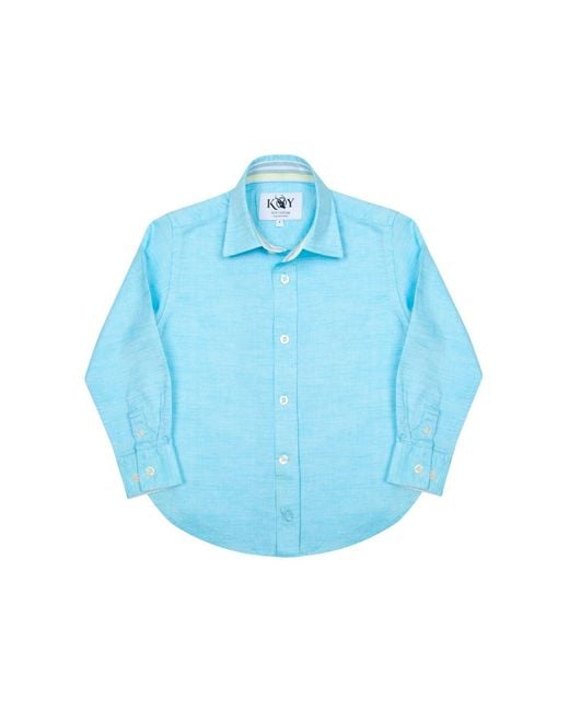 Koy Clothing Blue Boys Cotton Linen Shirt for men
