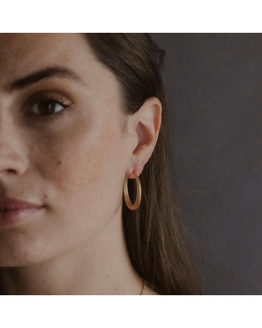 Claire Hill Designs Metallic Brushed Large Tapered Hoop Earrings