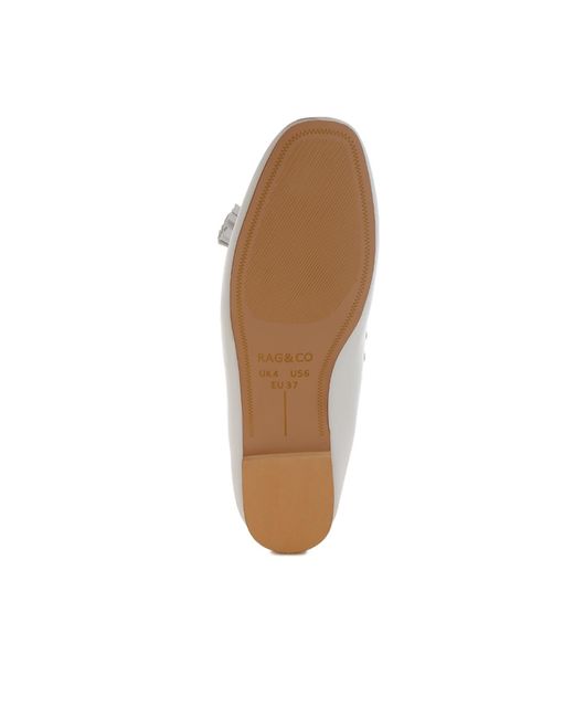 Rag & Co White Philoha Studs & Tassels Detail Flat Loafers