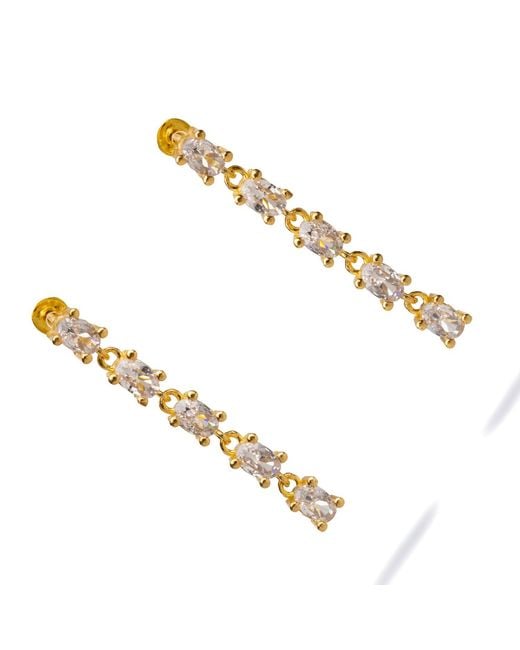 Ebru Jewelry Metallic Elegant Drop Down Diamonds Earrings