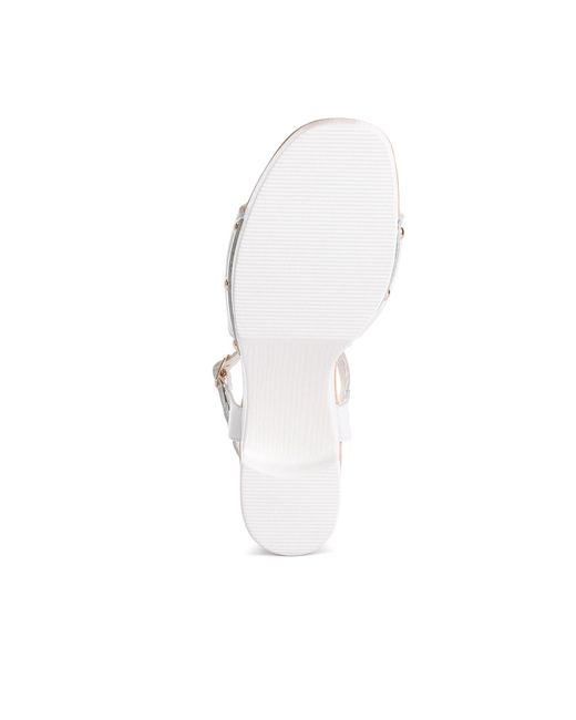 Rag & Co White Sawor Recycled Leather High Block Sandals In