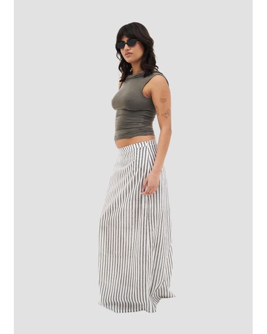 Manuela Cabrales Gray Heliconia Block Print Maxi Skirt