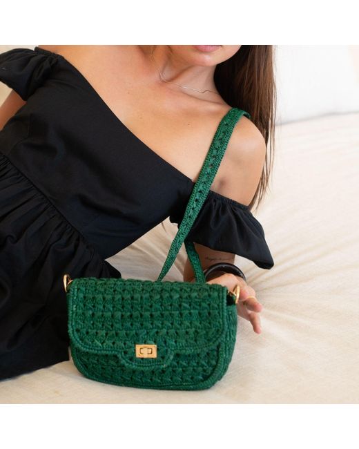 Zanatany Concepts Green Cassie Raffia Bag