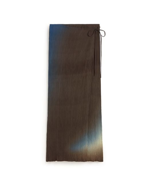 Thinking Mu Brown Pleated Long Skirt Glass Pauline