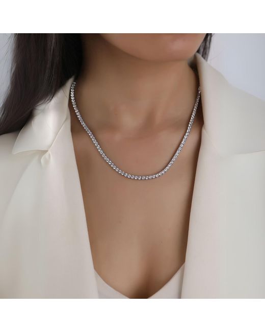Spero London Metallic Sterling Large Tennis Necklace & Bracelet Set
