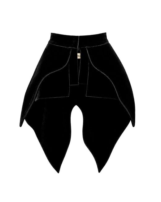 Julia Allert Black Sculpted Velvet Peplum Belt –