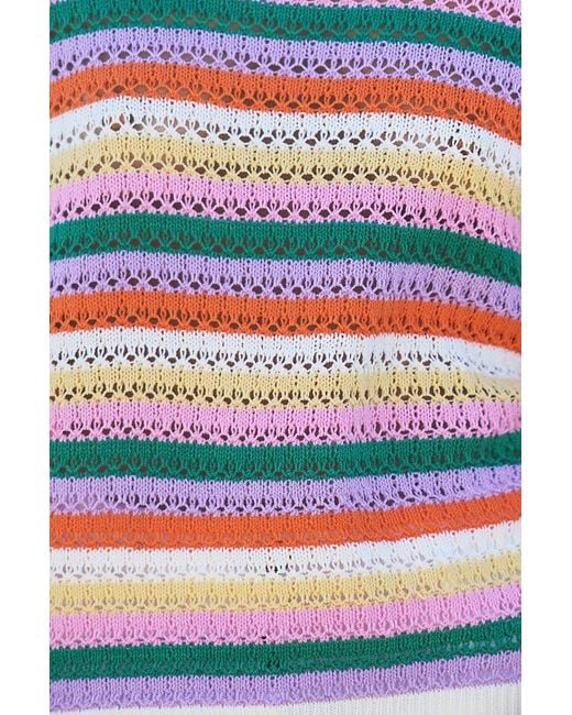 Yumi' Red Multicolour Batwing Crochet Top
