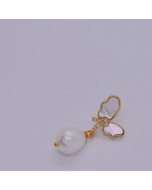 VALERIE CHIC Metallic Butterfly Mother Of Pearl Earrings