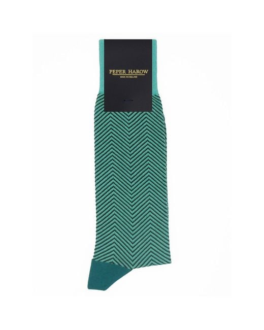 Peper Harow - Made in England Green Lux Taylor Socks – for men