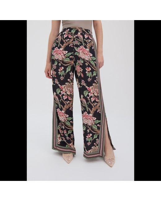 Raishma Black Floral Wide-Leg Trousers