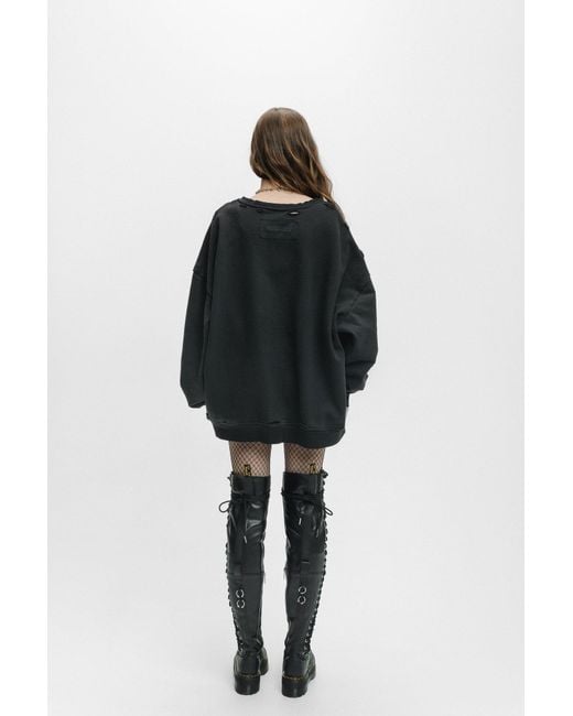 Galleriadele Black The Distressed Sweatshirt