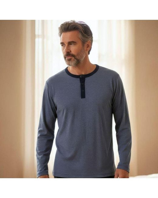 Zd - Zero Defects Blue Long Modal Pyjamas Leios for men
