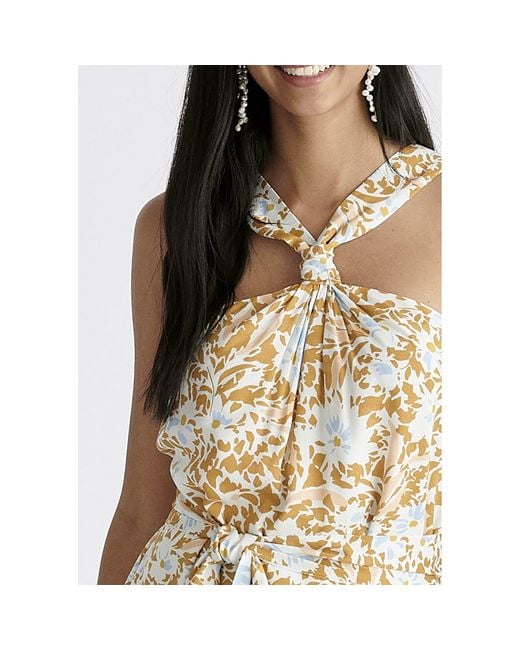 Paisie Metallic Tiered Halterneck Maxi Dress