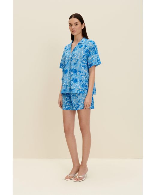 JAAF Blue Short Sleeve Oversized Shirt In Pool Water Print