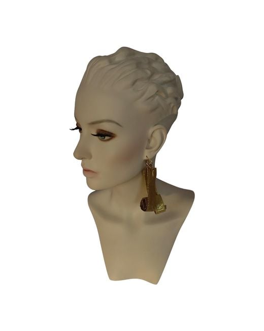 Romer Millinery Green Metallic Silk Bar Earings