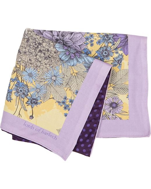 Lords of Harlech Blue Hudson Dream Meadow Merino Handkerchief Pocket Square for men